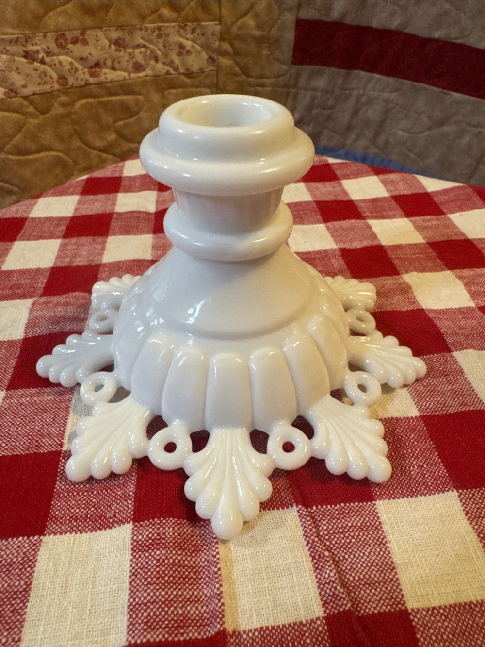 White Milk Glass Decorative Candle Holder - Home Accents